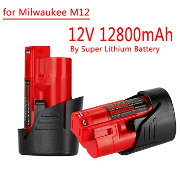 Сменный аккумулятор 12 В 12,8 Ач, совместимый с Milwaukee M12 XC 48-11-2410 48-11-2420 48-11-2411 12- Аккумулятор для беспроводных инструментов Volt