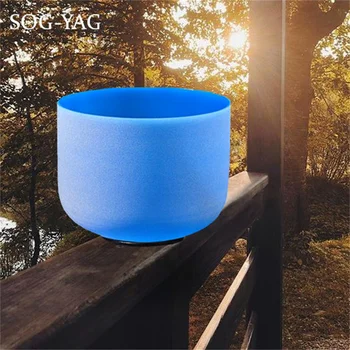 SOG-YAG 8-дюймовая поющая чаша из матового кварца синего цвета для восстановления звука при занятиях йогой с бесплатным молотком