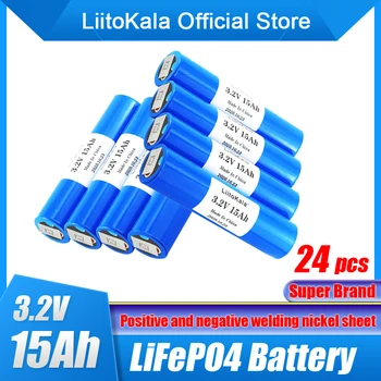 24шт Литий-железо-фосфатная батарея LiitoKala Цилиндрическая Ячейка Lifepo4 3,2 В 15 Ач для аккумулятора энергии электромобиля RV